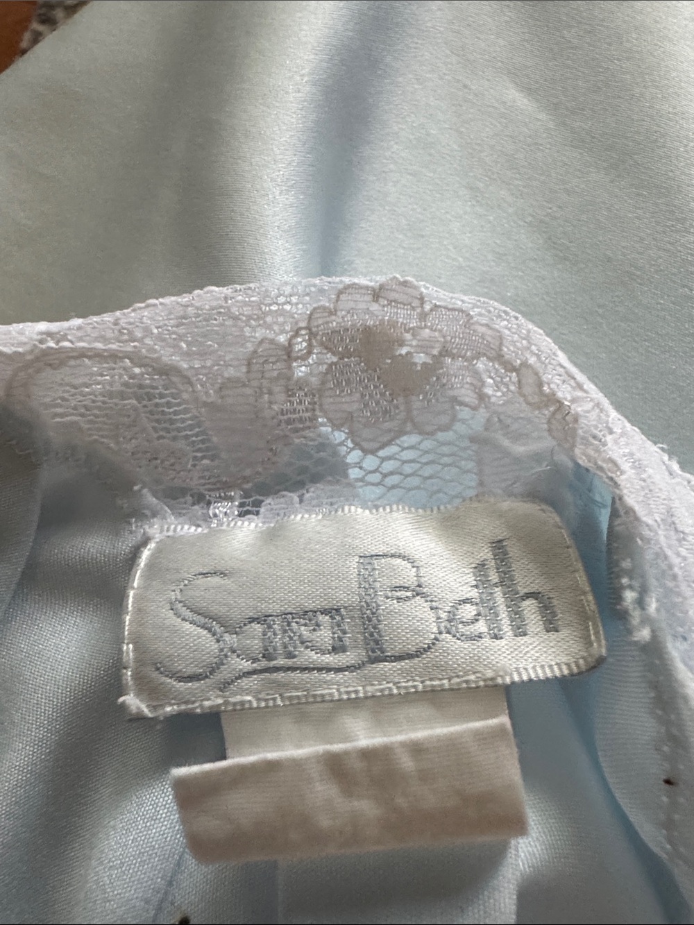 Silky Lace-Trim Chemise Slip in Light Blue - Picture 3 of 4